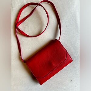 Red/Pink Leather Crossbody/Clutch Bag